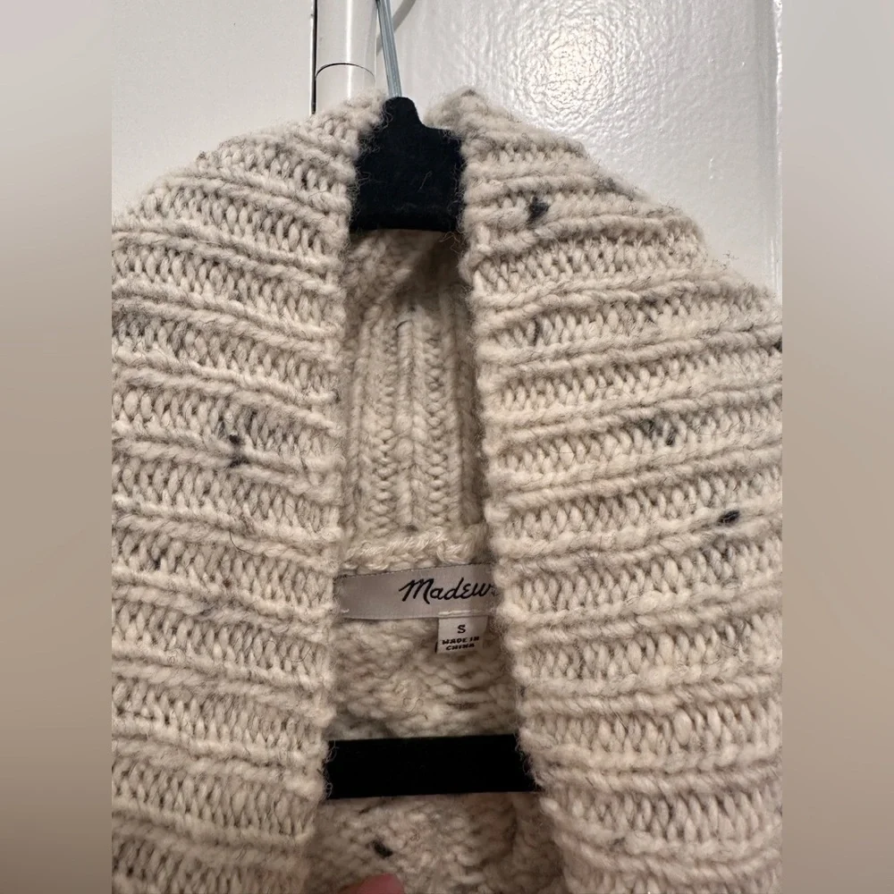 Madewell Speckled Cream Cable-Knit Turtleneck Sweater - Picture 3 of 6